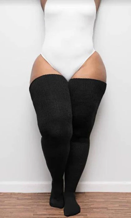 THUNDA THIGHS All Classic Black | THIGH HIGH SOCKS`