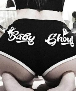 TOO FAST APPAREL Ghosts Baby Ghoul [Black] | BOOTY SHORTS -VERA’S EYECANDY Shop too fast apparel baby ghoul black booty shorts 3 700x700