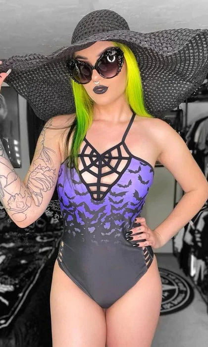 Bats Fly at Dawn | ONE PIECE SWIMSUIT TOO FAST APPAREL Bats Fly At Dawn | ONE PIECE SWIMSUIT -VERA’S EYECANDY Shop too fast apparel bats fly at dawn purple sky web caged one piece swimsuit 8 ec6cade3 153f 4888 832b