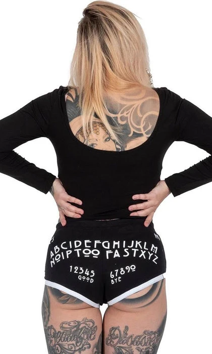 Ouija Board | BOOTY SHORTS TOO FAST APPAREL The Moon Ouija Board | BOOTY SHORTS -VERA’S EYECANDY Shop too fast apparel ouija board booty shorts