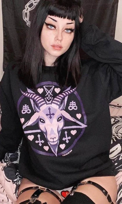 TOO FAST APPAREL Kawaii Pastel Baphomet Goat | SWEATSHIRT - Image 3