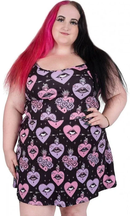 TOO FAST APPAREL Pastel Goth Sacred Eye Hearts | MINI SKATER DRESS* 4 TOO FAST APPAREL Pastel Goth Sacred Eye Hearts | MINI SKATER DRESS* - Image 2