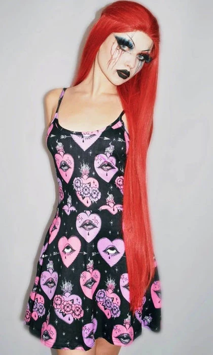 TOO FAST APPAREL Pastel Goth Sacred Eye Hearts | MINI SKATER DRESS* 3 TOO FAST APPAREL Pastel Goth Sacred Eye Hearts | MINI SKATER DRESS*