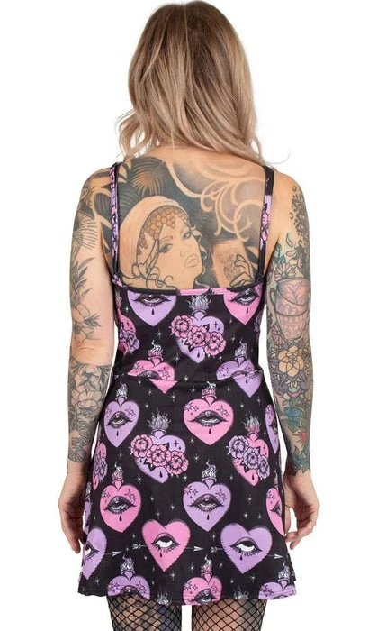 TOO FAST APPAREL Pastel Goth Sacred Eye Hearts | MINI SKATER DRESS* 6 TOO FAST APPAREL Pastel Goth Sacred Eye Hearts | MINI SKATER DRESS* - Image 4
