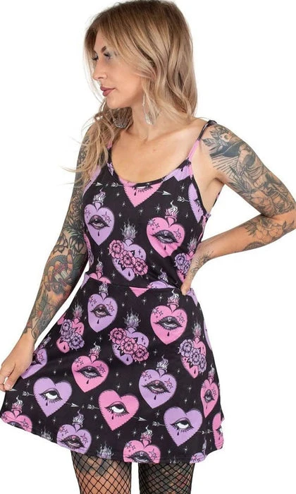 TOO FAST APPAREL Pastel Goth Sacred Eye Hearts | MINI SKATER DRESS* 5 TOO FAST APPAREL Pastel Goth Sacred Eye Hearts | MINI SKATER DRESS* - Image 3