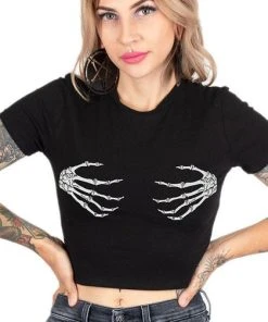 TOO FAST APPAREL All Skeleton Hands | CROP TEE
