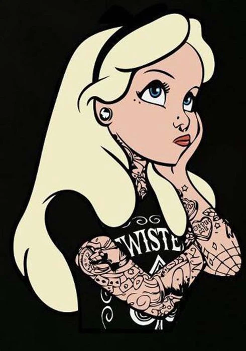Alice In Wonderland Tattoo | T-SHIRT TWISTED Alice In Wonderland Tattoo | T-SHIRT -VERA’S EYECANDY Shop twisted alice in wonderland tattoo t shirt