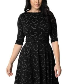 UNIQUE VINTAGE Bats [Black/Grey] | STEPHANIE DRESS