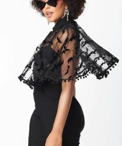 UNIQUE VINTAGE Bats & Stars | MESH CAPELET -VERA’S EYECANDY Shop unique vintage black bats stars mesh capelet 3 94a9d500 c159 4ab7 84fb 0f6a1e4119b0 700x700