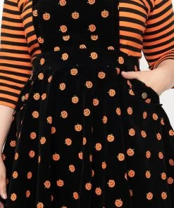 UNIQUE VINTAGE Halloween Pumpkin Patch | PINAFORE DRESS -VERA’S EYECANDY Shop unique vintage black corduroy pumpkin print brionne pinafore dress 8 7b455863 f01c 49b6 b999 6aca1a460f4a 700x700