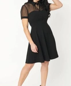 UNIQUE VINTAGE Corporate + Office Wear Black Mesh | FLARE DRESS -VERA’S EYECANDY Shop unique vintage black mesh flare dress 4 fc51a4e6 e818 4412 b69d 9540f3e2c583 700x700