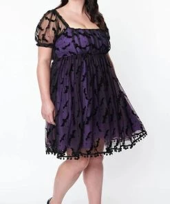 UNIQUE VINTAGE Bats Bat Mesh [Purple] | BABYDOLL DRESS -VERA’S EYECANDY Shop unique vintage purple bat mesh babydoll dress 9 3e93f09d 7806 42d2 ba3b c205d3434eff 700x700