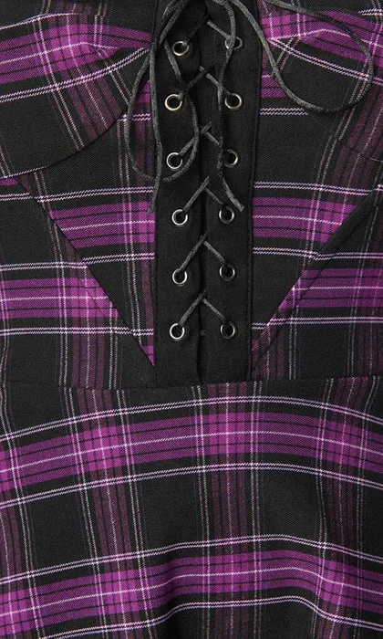 UNIQUE VINTAGE Corporate + Office Wear Purple Plaid | FLARE DRESS* 7 UNIQUE VINTAGE Corporate + Office Wear Purple Plaid | FLARE DRESS* - Image 5