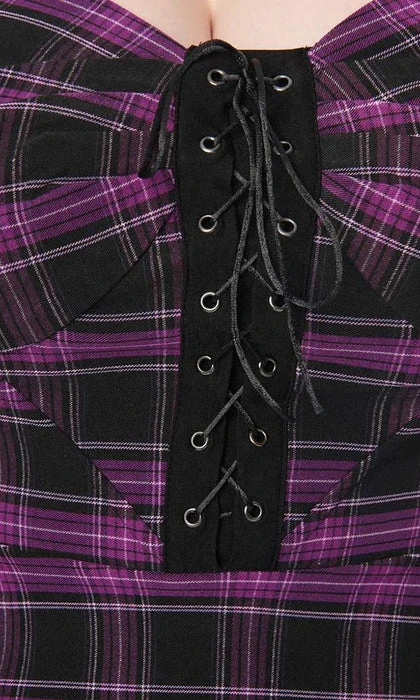 UNIQUE VINTAGE Corporate + Office Wear Purple Plaid | FLARE DRESS* 10 UNIQUE VINTAGE Corporate + Office Wear Purple Plaid | FLARE DRESS* - Image 8